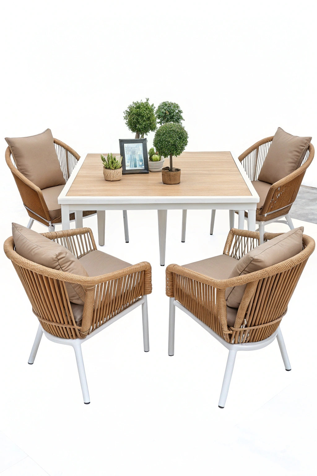 Aluminum Alloy 4-Seater Outdoor Dining Set with Cushions